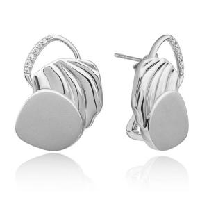 sparkling jewels earring Uneven silver oorstekers EAS44