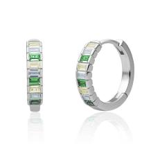 sparkling jewels Silver Huggies Green CZ creolen EAS23-CZ03