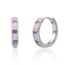 sparkling jewels Silver Huggies Purple CZ creolen EAS23-CZ04