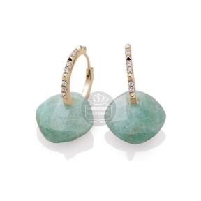 sparkling jewels Rich Green Amazonite Cushion Cut eardrops EAGEM56-CC