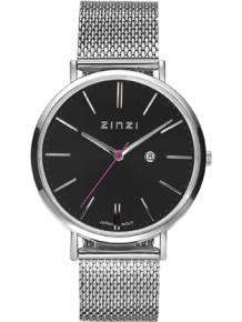 zinzi retro horloge zilver met zwarte wijzerplaat ziw401m