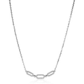 zinzi collier ZIC2398 zilveren ketting met zirconia ovalen