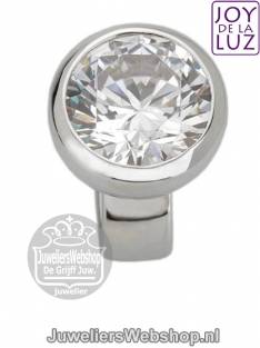 JOY de la LUZ Slide JS057 Stone BIG White round Silver