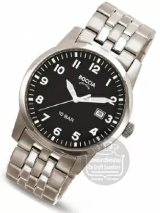 Boccia horloge heren titanium 3631 02 met zwarte wijzerplaat