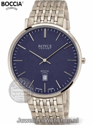 Boccia 3605-01 Royce Heren Horloge Titanium Blauw