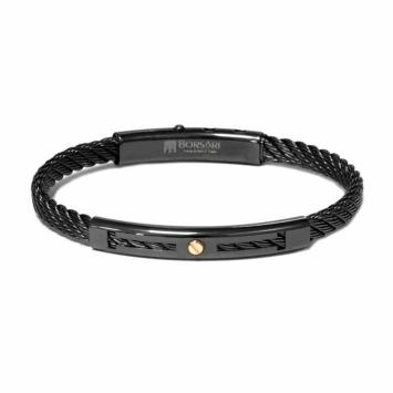 Borsari Armband Skema zwart met goud brsk04ab