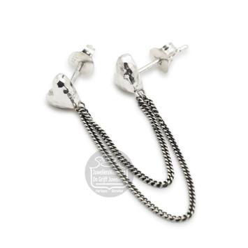 buddha to buddha oorbel 914 Heart Double Chain Stud