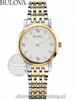 Bulova Classic 98P115 Dames Horloge Bicolor met Diamant