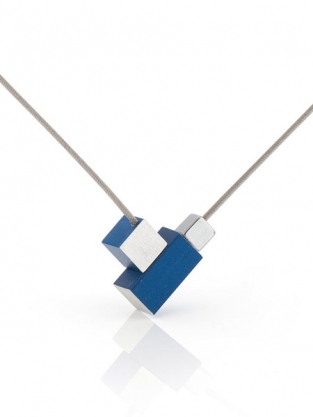 Clic collier staaldraad met aluminium hangers blauw