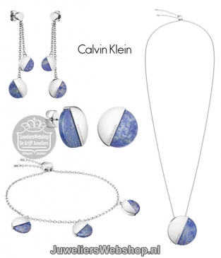 Calvin Klein Spicy Set KJ8R Zilver met Blauwe Lapis
