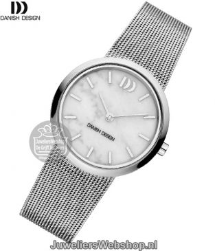 danish design iv62q1211 dames horloge staal met marmeren wijzerplaat