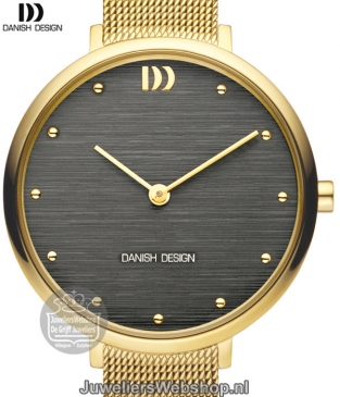 danish design iv08q1218 dames horloge staal goudkleurig