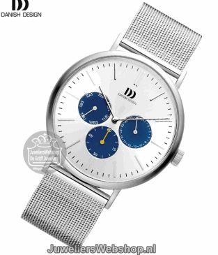 danish design iq62q1233 heren horloge staal met zilverkleurige wijzerplaat