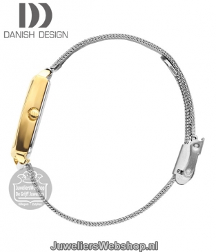 danish design iv65q1248 dames horloge staal vierkant bicolor