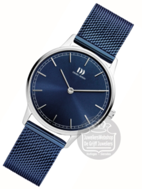danish design iv69q1249 dames horloge staal blauw