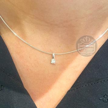 Zilveren diamanten Hanger met lab grown diamant