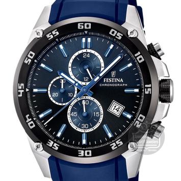 festina chronograaf horloge f20330-A heren zwart Blauw
