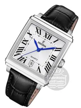 Festina Orologio Uomo Analogico con Cinturino in Pelle Nera - Movimento al Quarzo - Calendario - Vetro Minerale ad Alta Resistenza - Impermeabile 5 ATM - Elegante F20681/3 On the Square