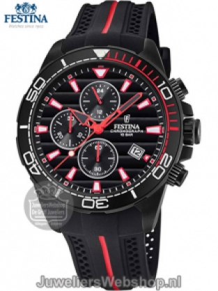 Festina herenhorloge f20366-3 chronograaf zwart rood