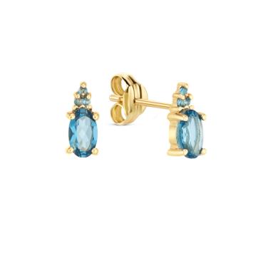 Jackie Gold Vintage London Blue Topaz Studs JKE24.449