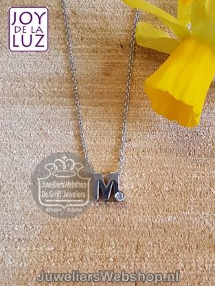 Joy de la Luz initials ketting met hanger M met zirconia