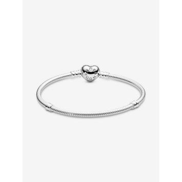 Pandora armband Silver snake chain hart pavé 590727CZ