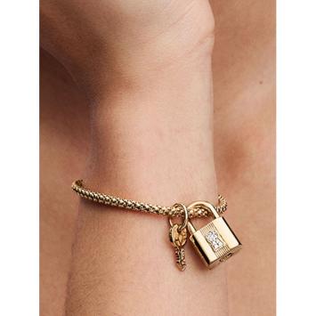 Pandora bedel Silver Goldplated Padlock and Key Charm 760088C01