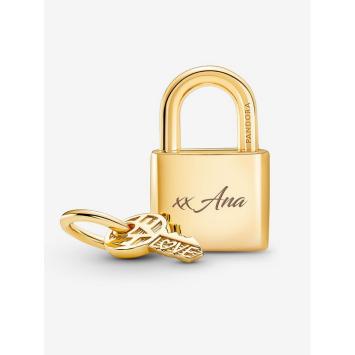 Pandora bedel Silver Goldplated Padlock and Key Charm 760088C01