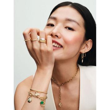 Pandora bedel Silver Goldplated Monstera Blad Charm 763349C01