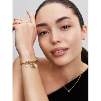 Pandora bedel Silver Goldplated Oneindigheidscirkel parel Charm 763462C06