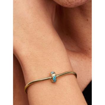 Pandora clip Silver Goldplated Aquablauw 763902C01