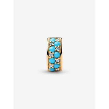 Pandora clip Silver Goldplated Aquablauw 763902C01