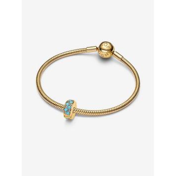 Pandora clip Silver Goldplated Aquablauw 763902C01
