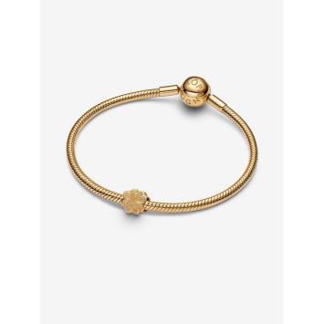 Pandora minibedel Silver Goldplated Getextureerd Klavertje 764047C00