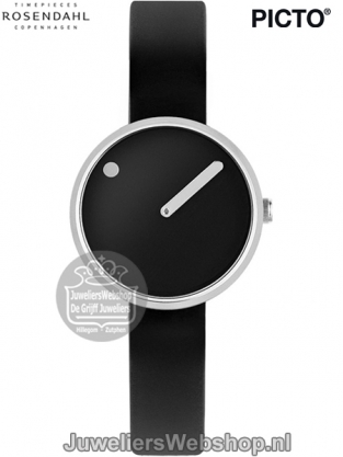 Picto Horloge Zwart met Zilvere Wijzers Small PT43369