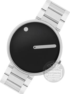 PT43370-0820 Picto Horloge Zwart Zilver 40mm