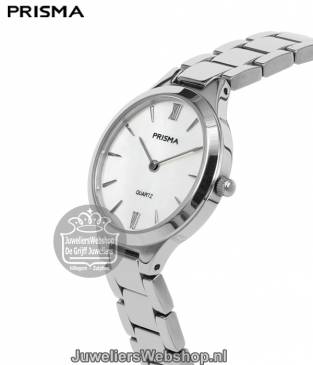 Prisma Horloge P1460 Simplicity Appeal Staal Dames Parelmoer Wijzerplaat