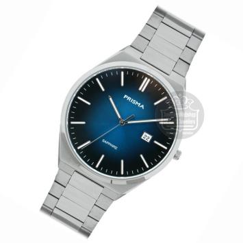 Prisma Herenhorloge P2420 Slimline Stainless Steel Blauw