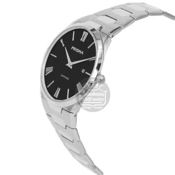 Prisma Herenhorloge P1335 Slimline Stainless Steel zwart