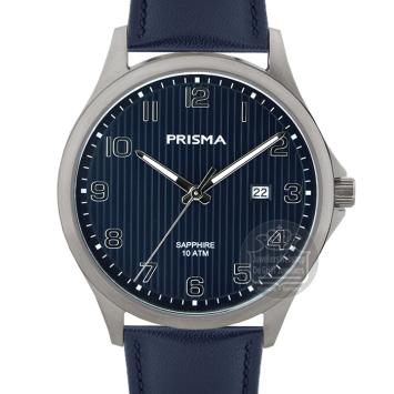Prisma Herenhorloge P1406 Titanium leer blauw