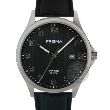 Prisma Herenhorloge P1407 Titanium leer zwart