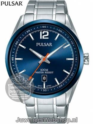 pulsar horloge pj9515x1 staal met blauwe wijzerplaat