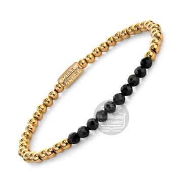 Rebel & Rose Armband RR-40152-G-M Black Glam Rocks Meet Yellow Gold 17,5cm