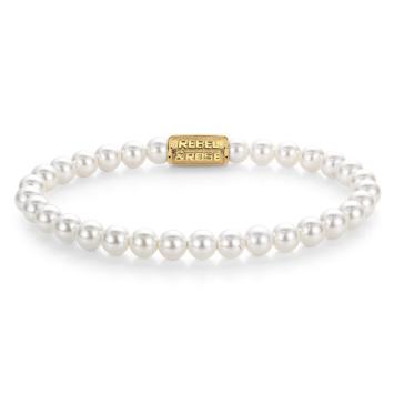 Rebel & Rose Armband RR-60135-G-S Pearl Gem Gold 16,5cm