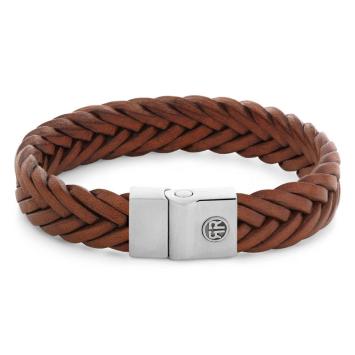 rebel & rose Full Metal Premium Braided Cognac armband RR-M0053-S-M