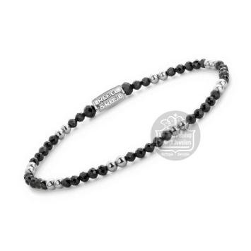 Rebel & Rose Armband RR-30005-S-S Black & Silver Glam Rocks 16,5cm