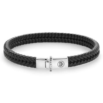 rebel&rose armband Small Braided Apollo leer zwart RR-L0172-S-M 17,5