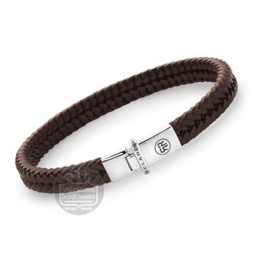 rebel&rose armband Small Braided Apollo leer Cognac RR-L0173-S-M 17,5cm