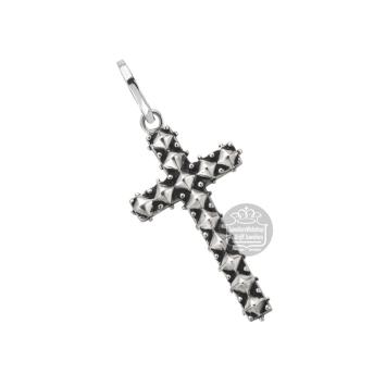 Rebel and Rose Hanger RR-PD009-S Zilver Pendant Studded Cross