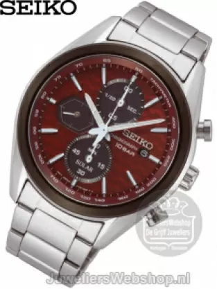 Seiko SSC771P1 Solar Chronograaf heren horloge staal rood